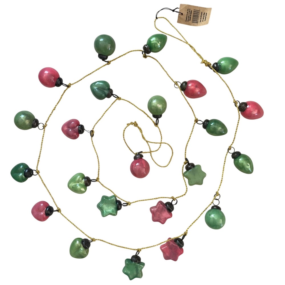Mercury Glass Ornament Garland pink & green Decor Holiday Christmas Decoration